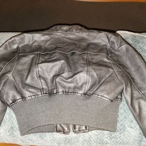 Leather crop jacket